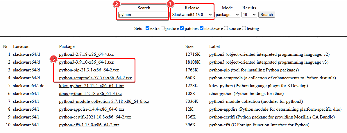 Slackware v15 Search